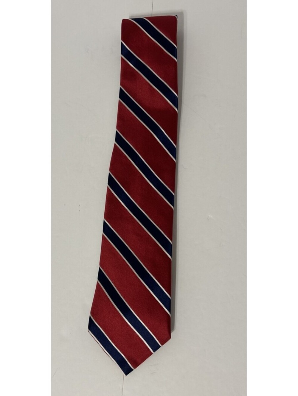 Tommy Hilfiger Red Blue Striped Tie Old Money Country Club Luxury 100% Silk